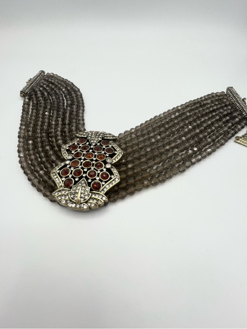 Heidi Daus Dazzling Swarovski Crystal Beaded Choker Necklace Brown NWOT - Picture 7 of 10